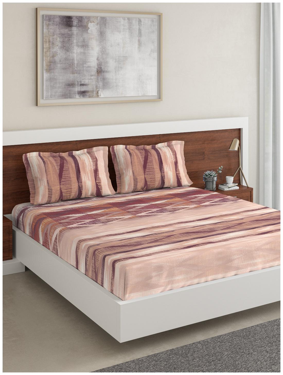 

D Decor Live Beautiful Cotton Abstract Double Size Bedsheet 136 TC ( 1 Bedsheet With 2 Pillow Covers Red )