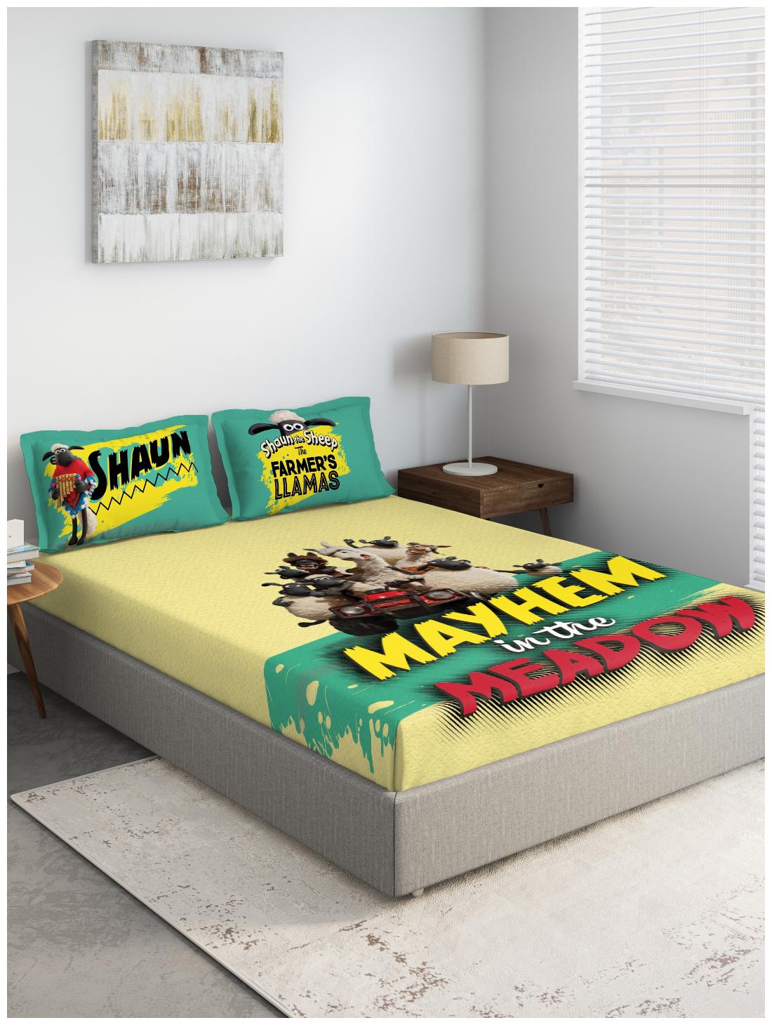 

D Decor Live Beautiful Cotton Printed Single Size Bedsheet 210 TC ( 1 Bedsheet With 1 Pillow Covers Yellow )