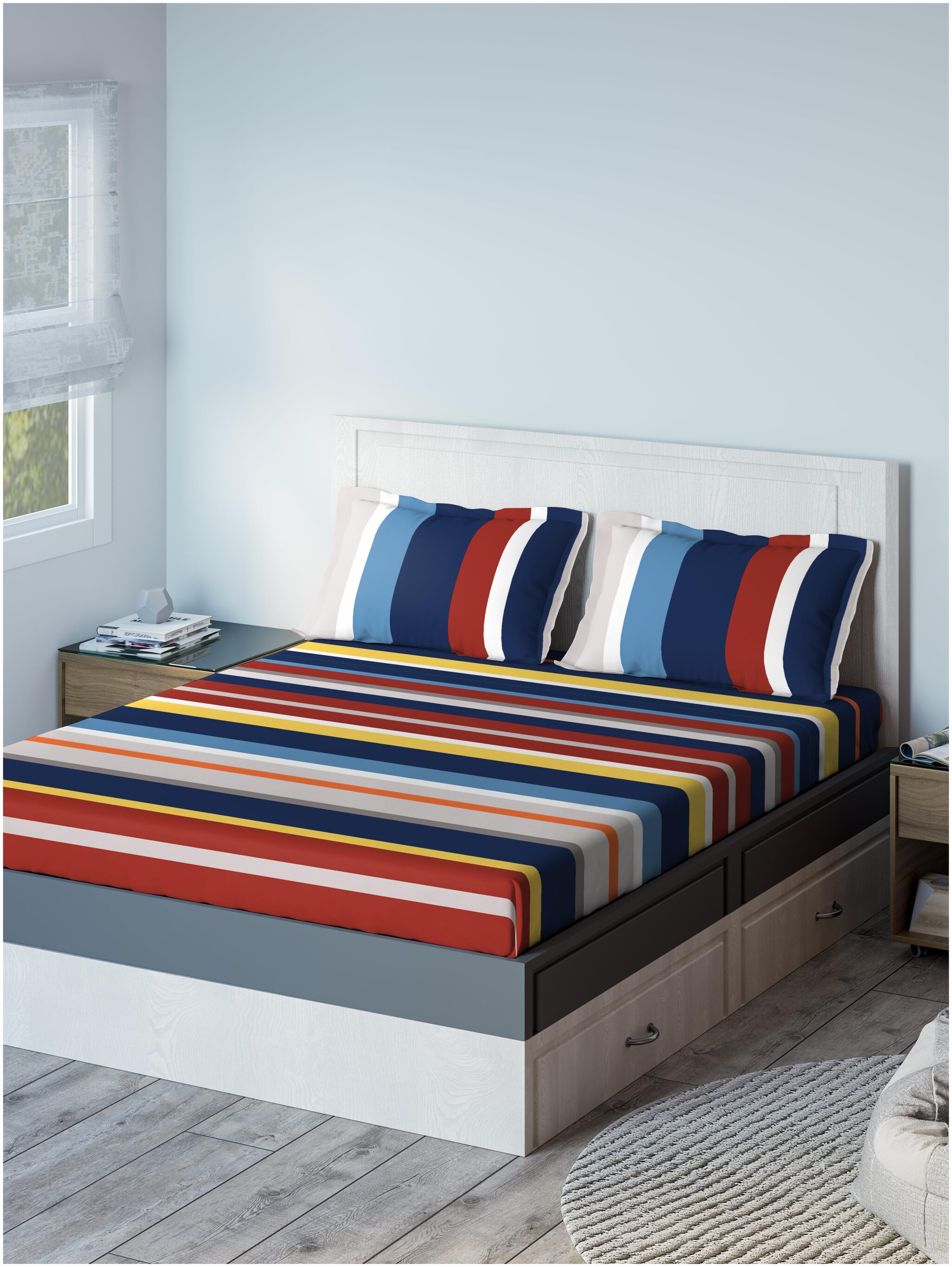 

D Decor Live Beautiful Cotton Abstract Single Size Bedsheet 136 TC ( 1 Bedsheet With 2 Pillow Covers Assorted )