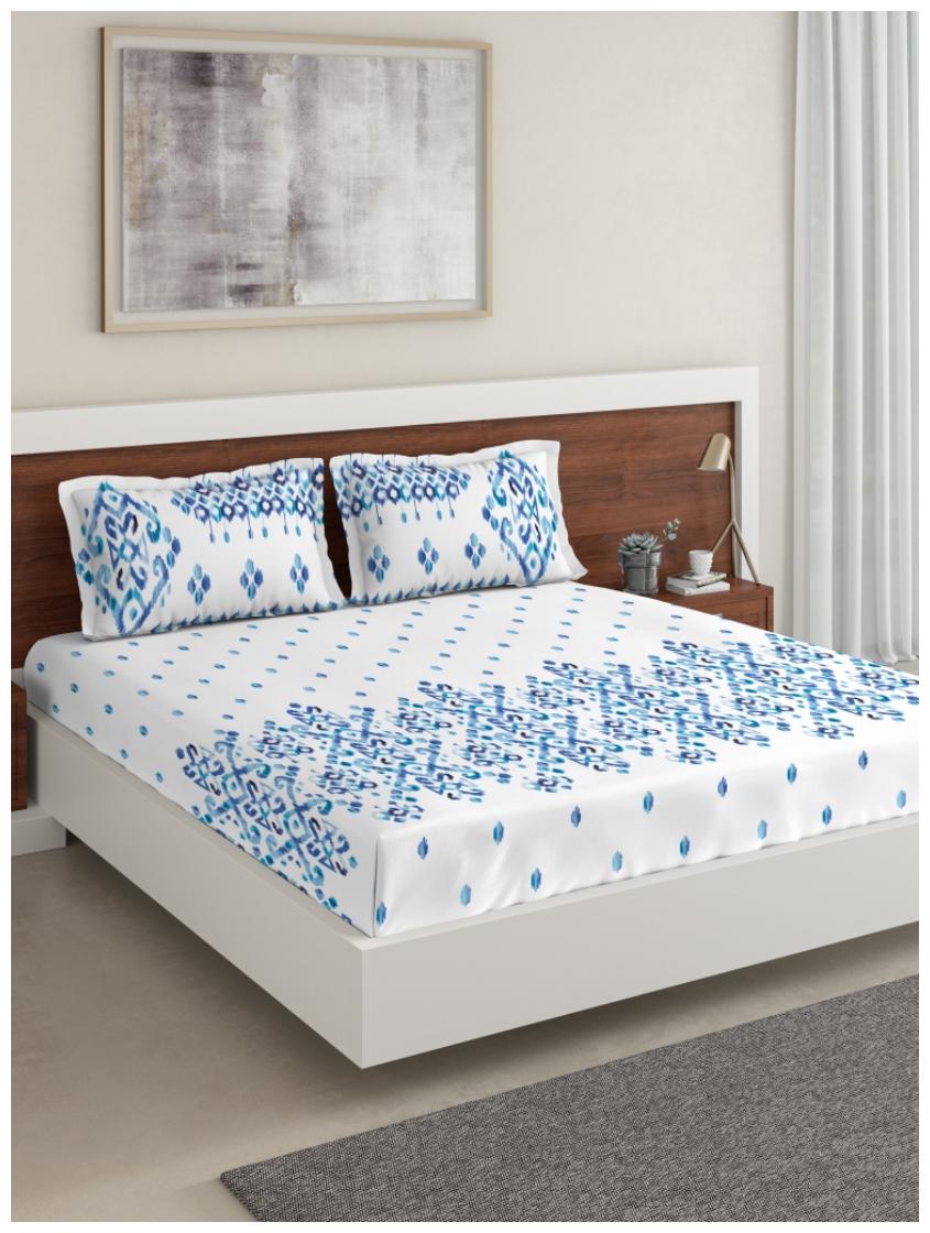 

D Decor Live Beautiful Cotton Contemporary King Size Bedsheet 150 TC ( 1 Bedsheet With 2 Pillow Covers Blue )