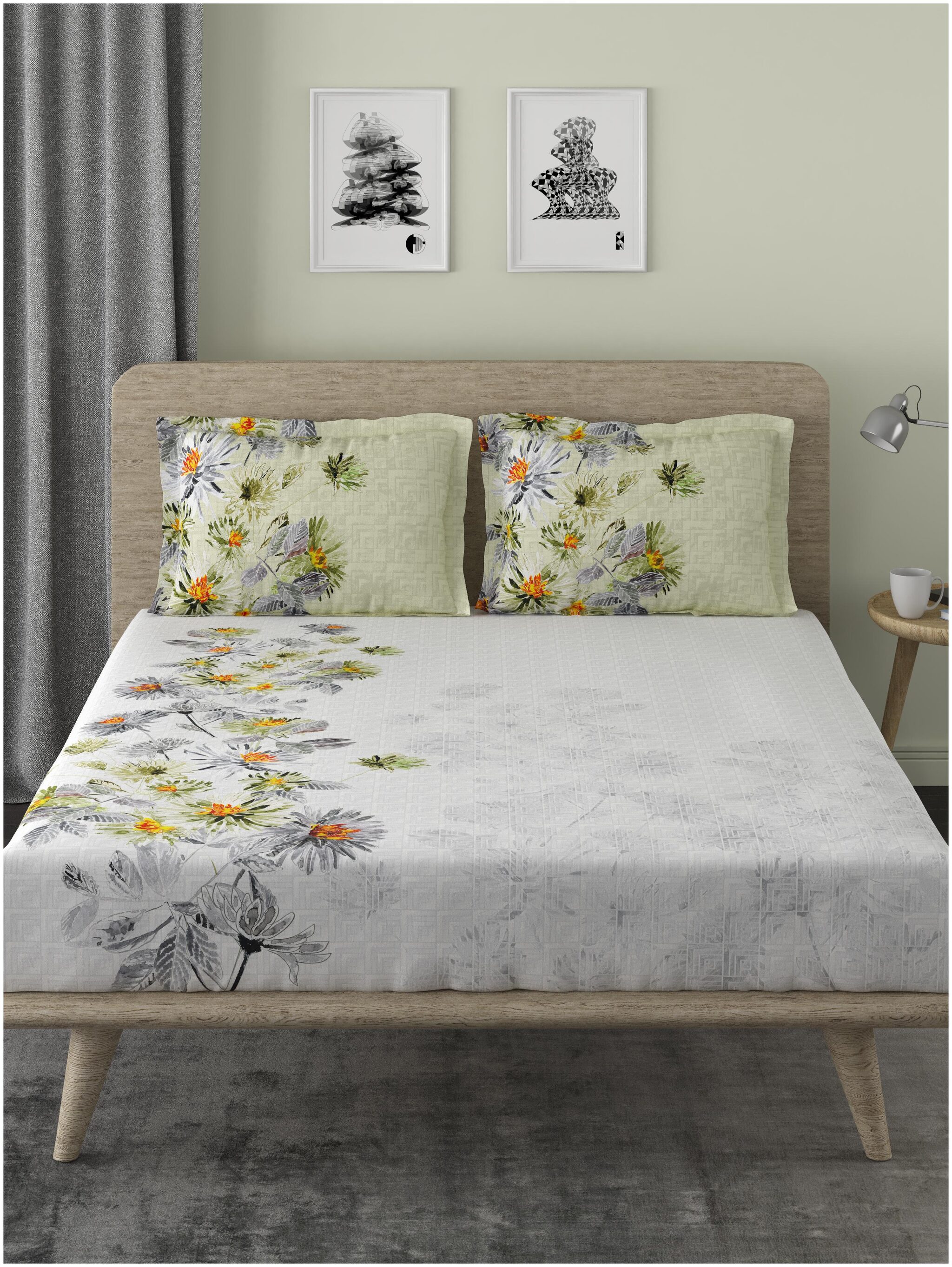 

D Decor Live Beautiful Cotton Floral Queen Size Bedsheet 144 TC ( 1 Bedsheet With 2 Pillow Covers Blue )