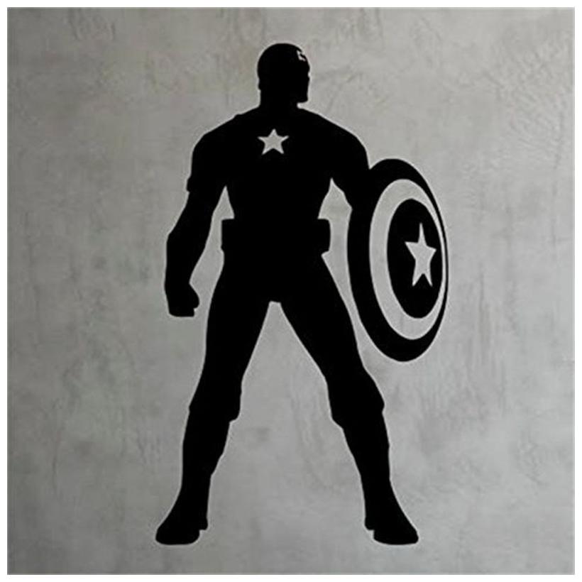 

Daily Creation Cartoon Captain America Shield Wall Vinyl Decal Comics Super Hero Sticker black