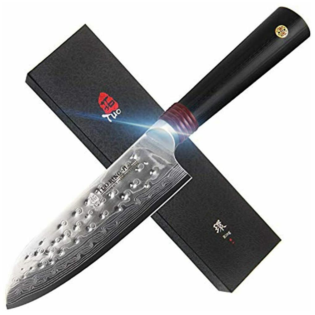

Damascus Santoku Knife 5 5 Inch - Japanese AUS-10 HC Stainless Steel Blade With