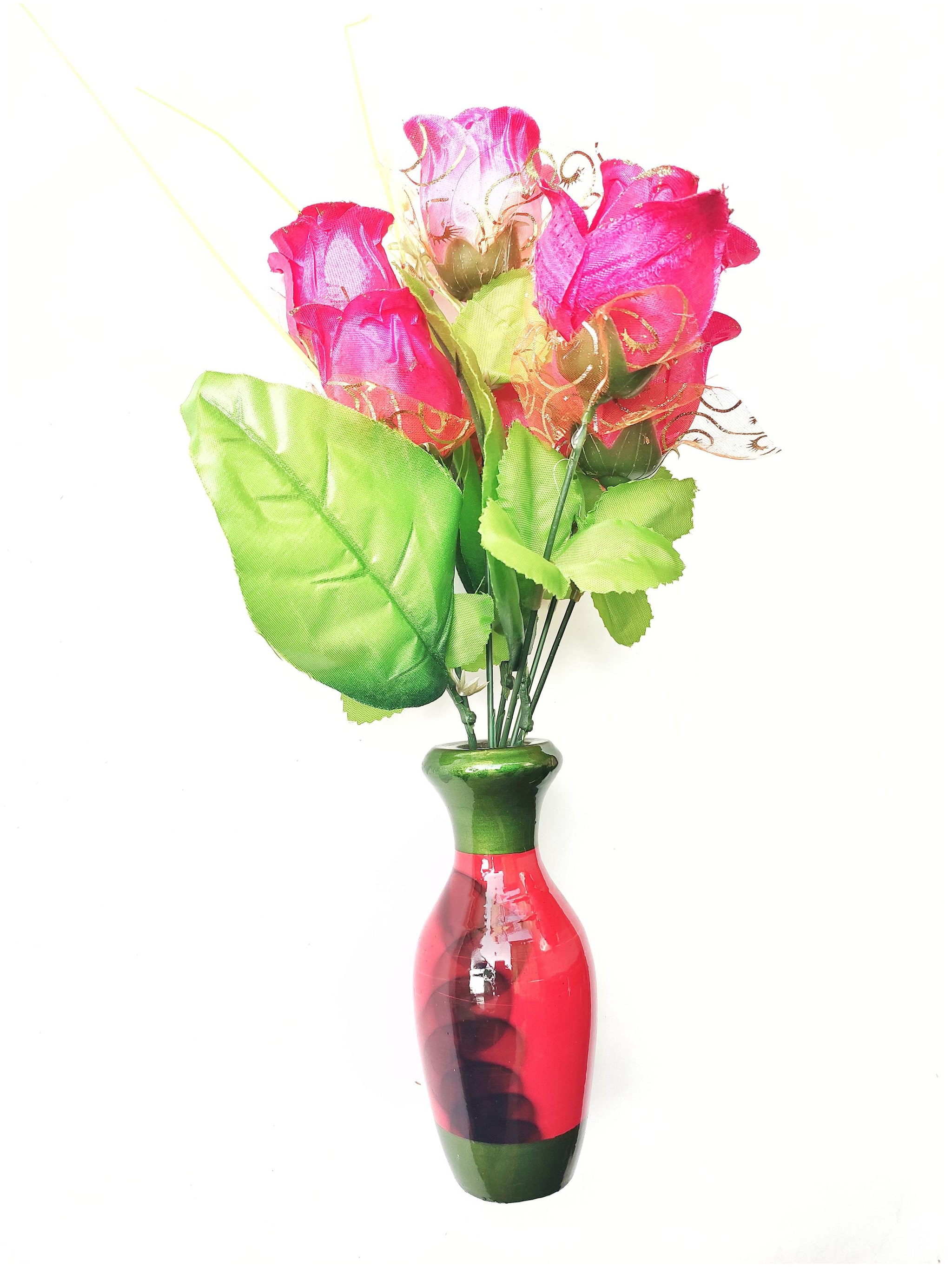 

Dannyboyzs Decorative Pink Rose Artificial Flower with Pot Ideal for Living Room Kitchen Office Table (Set of 1)