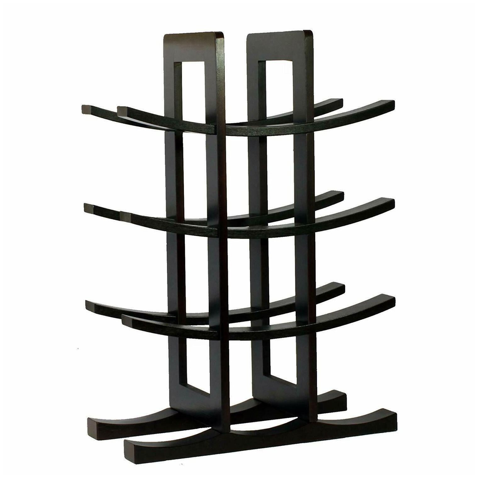 

Dark Espresso Bamboo Wine Rack 12-Bottle Modern Design Wine Stand Organizer