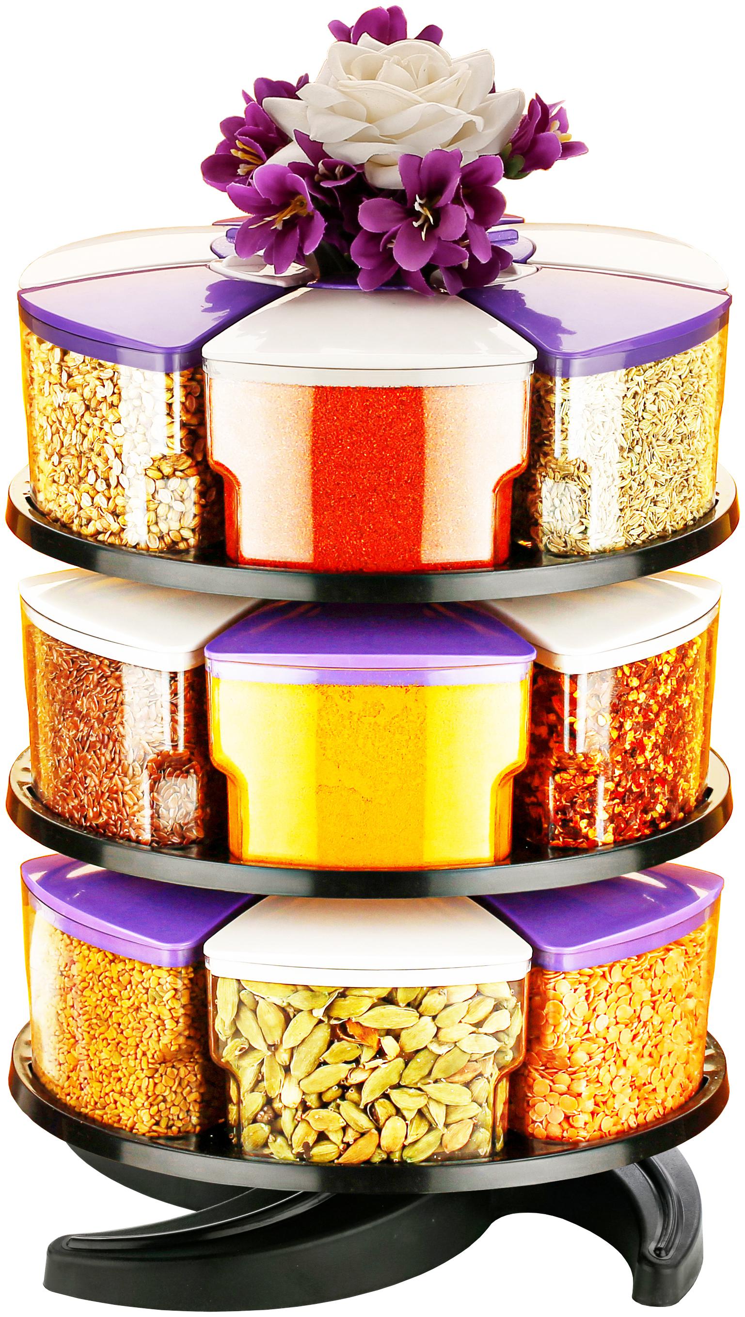 

Darkline 360 Spice Box Spice Rack Spice Jar Spice Storage Spice Container Masala Box Set Of 18 (Purple)