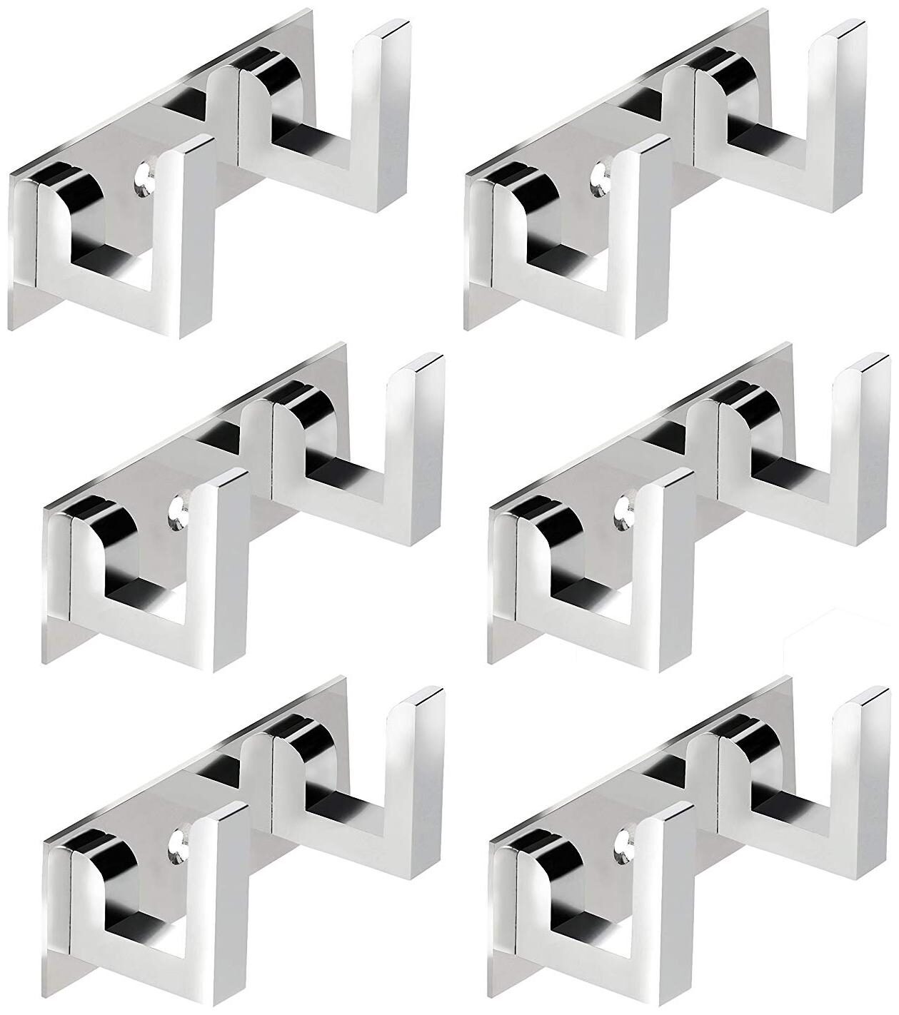 Darkline Glossy Classic 2 Pin Bathroom Cloth Hanger Door Wall Hooks For Hanging keys;Clothes Holder 2 Pronged Hook Rail
