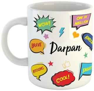 Darpan Name Printed Ceramic Coffee Mug. Best Gift For Birthday by AshvahTM