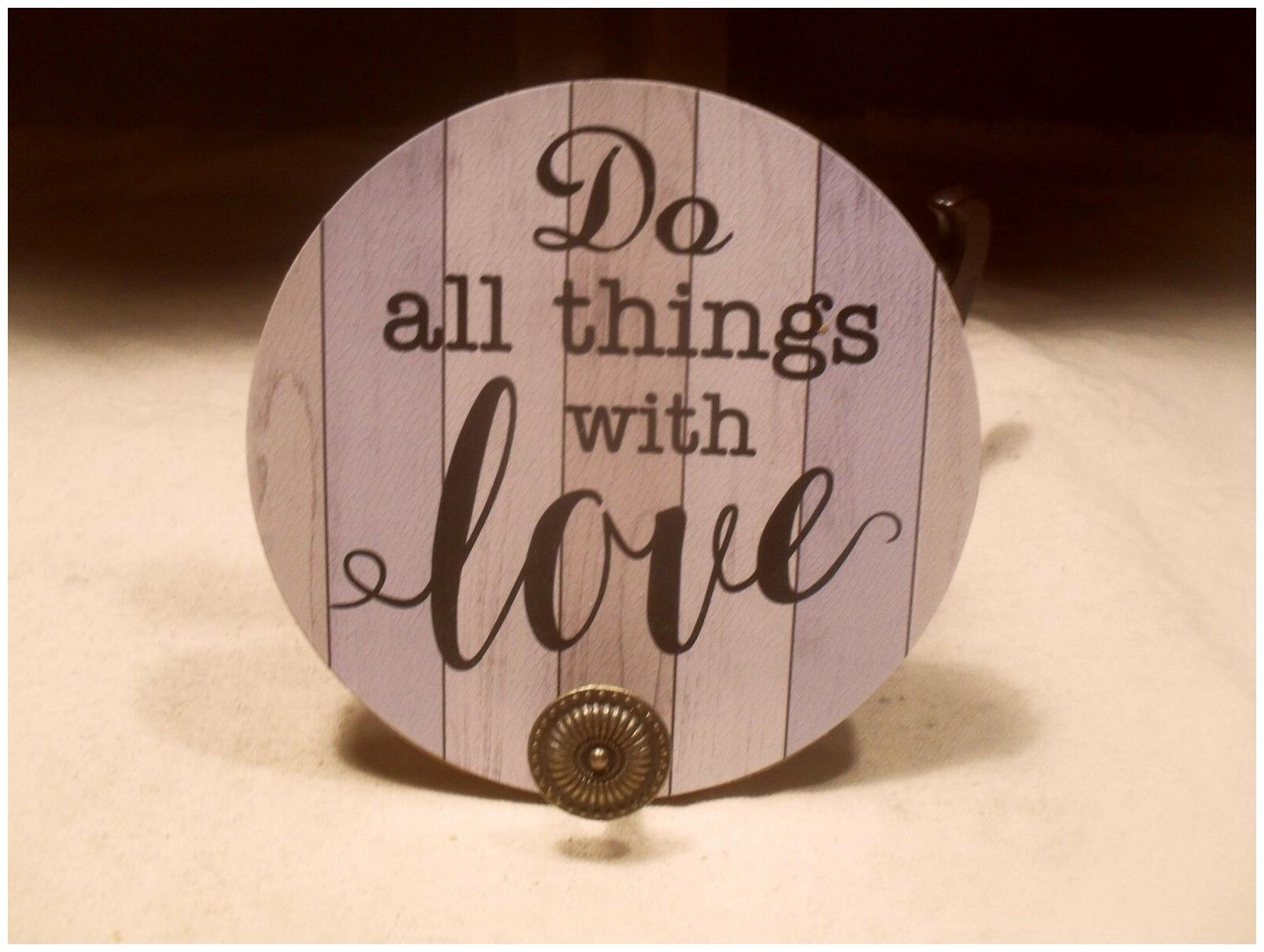 

D cor Wall Hook Plaque Picture Do all things with Love on Hardboard