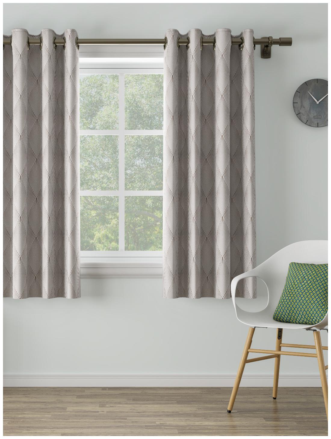 

D Decor Live Beautiful Cotton Window Blackout Grey Regular Curtain ( Eyelet Closure Geometric )