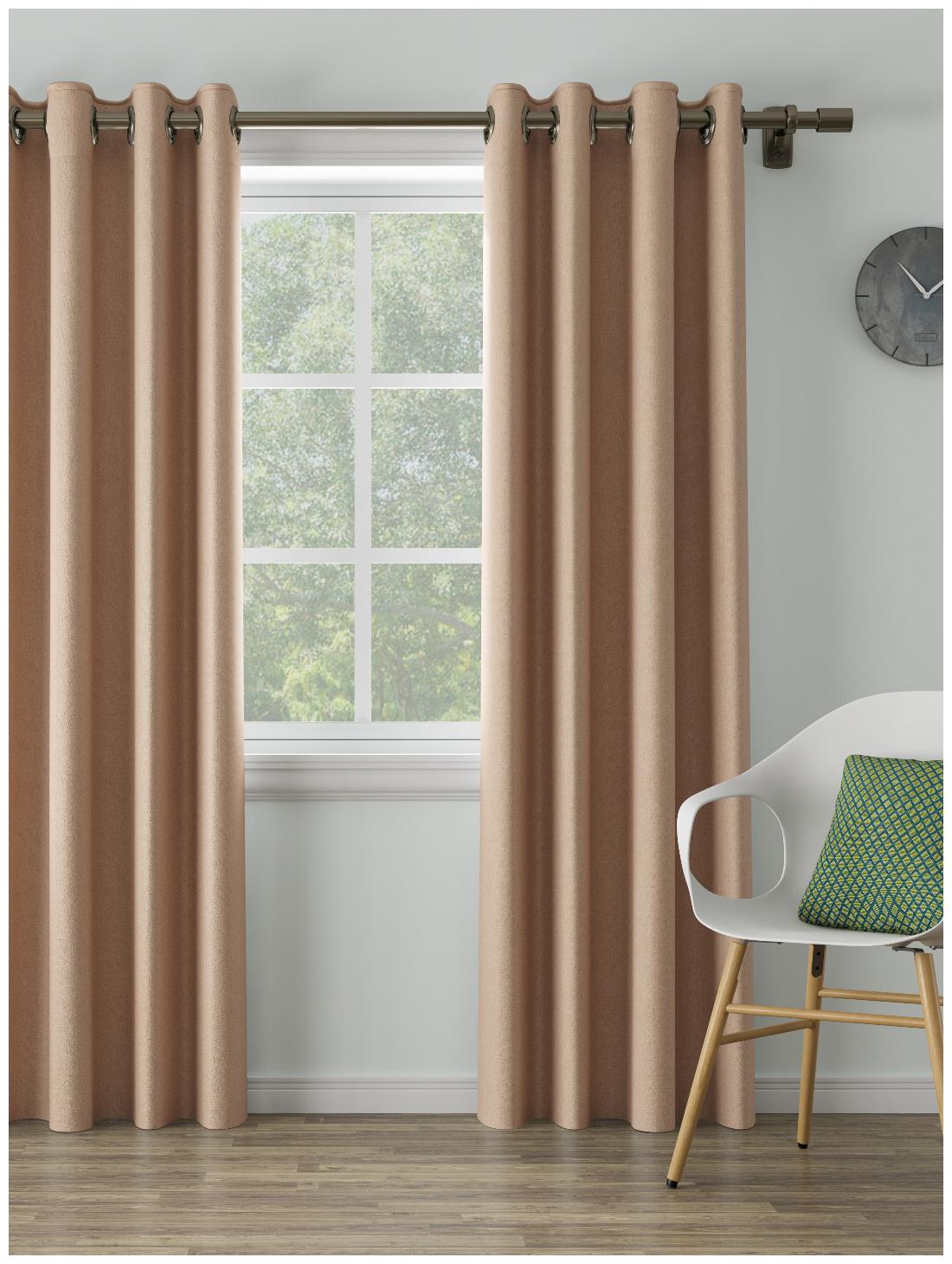 

D Decor Live Beautiful Cotton Window Blackout Orange Regular Curtain ( Eyelet Closure Plain )