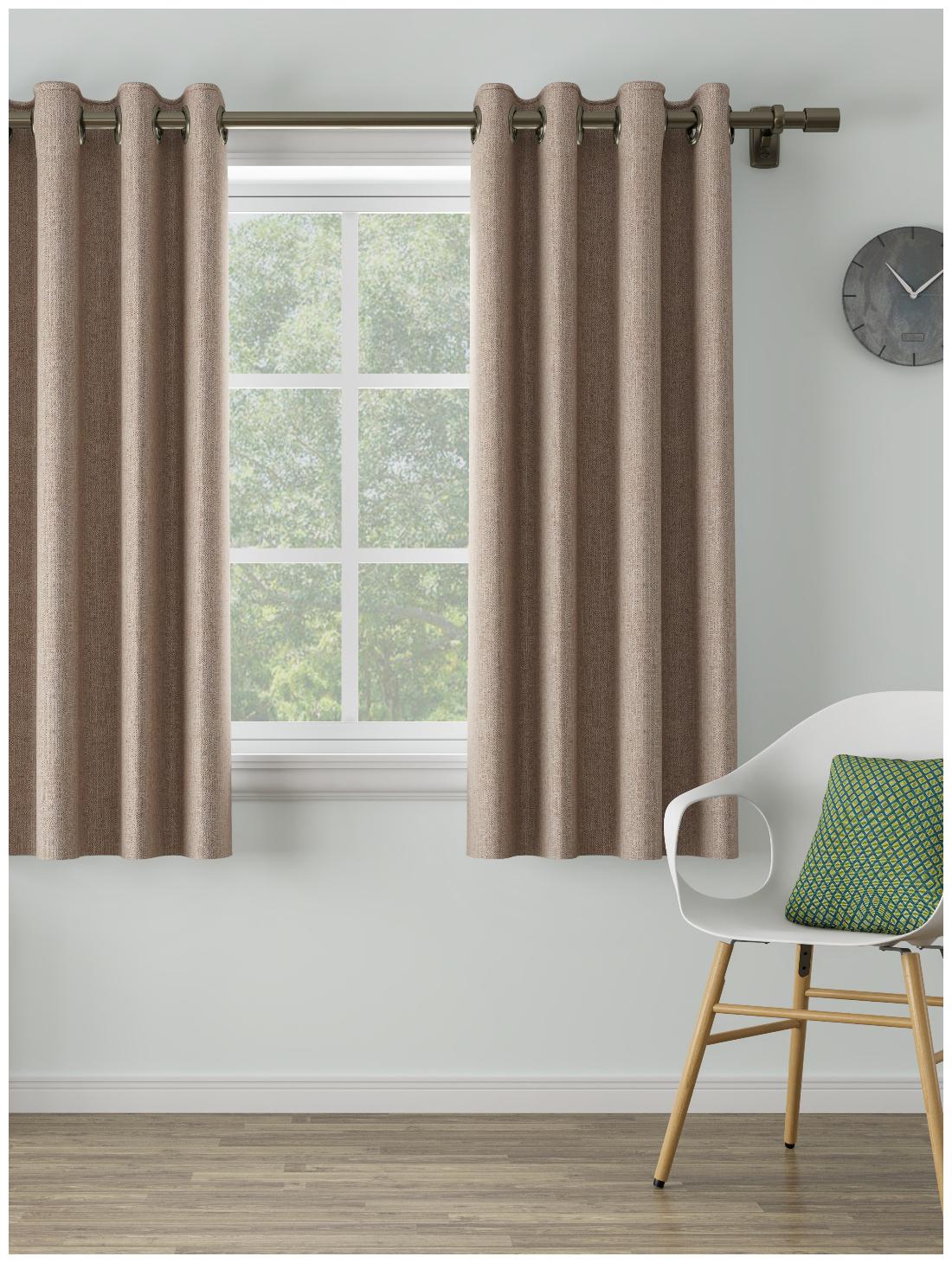 

D Decor Live Beautiful Cotton Window Blackout Beige Regular Curtain ( Eyelet Closure Plain )