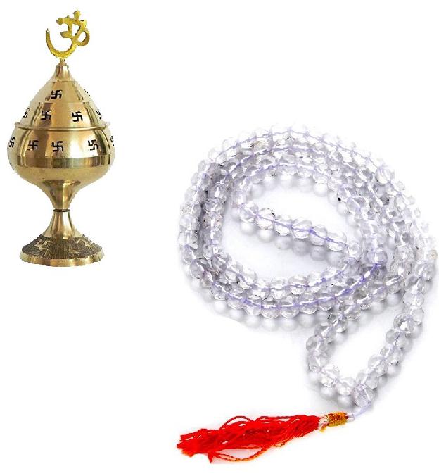 

De-Ultimate Combo Of Brass ( No 1 )Jali Jyoti Deep with Stand With Sphatik Mala For Puja Purpose
