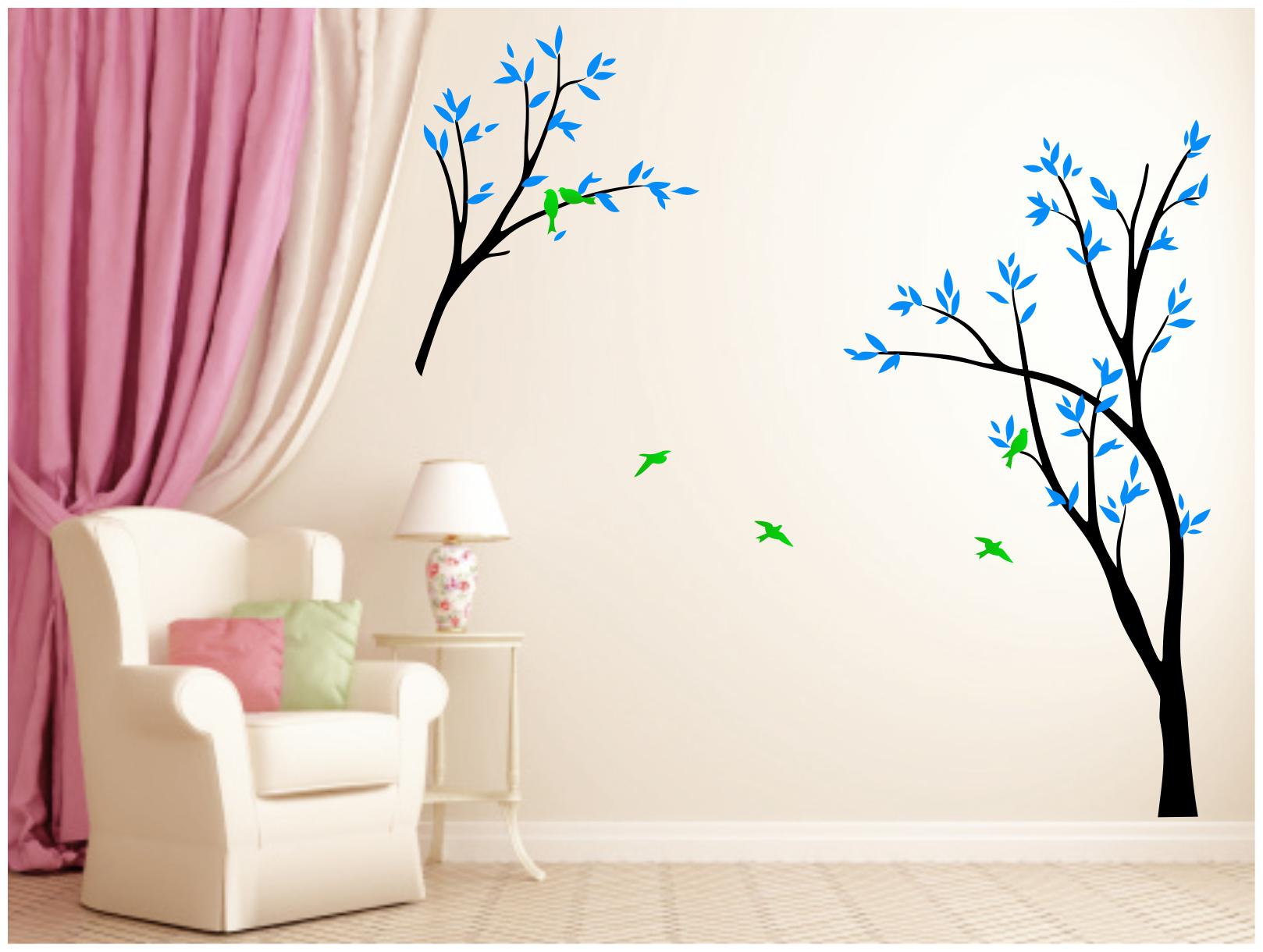 

Decal o Decal Blue Leaves Tree With Birds Wall Stickers