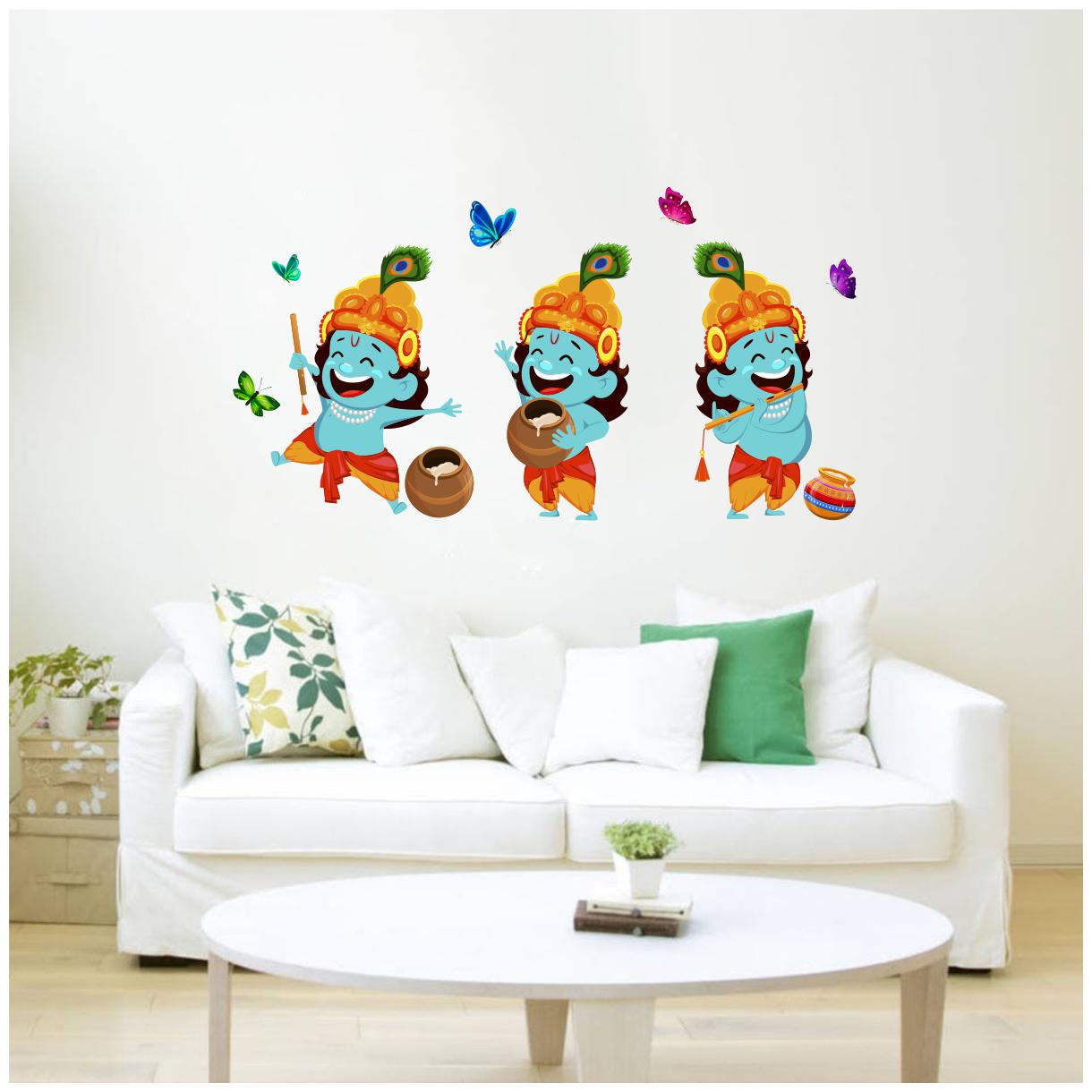 

Decal O Decal Baby Krishna With Butter Pot Wall Stickers (Vinyl Multicolour)