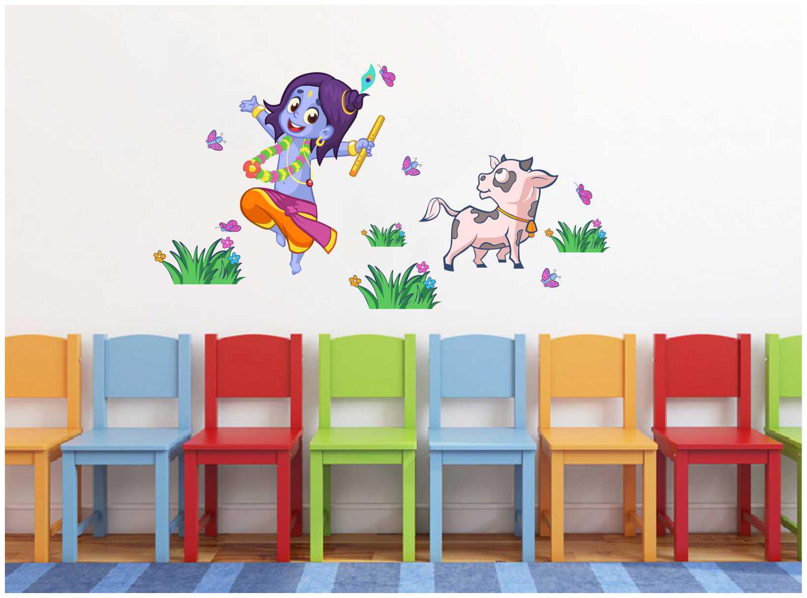 

Decal O Decal Wall Decals Baby Lord Krishna Dance With Cow Wall Stickers