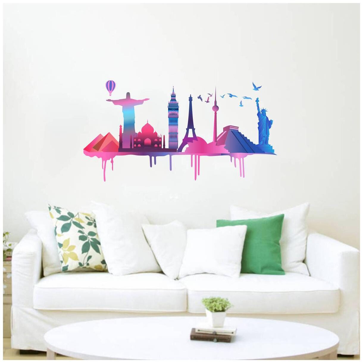 

Decal o Decal Colourful Wonders of the World Wall Stickers