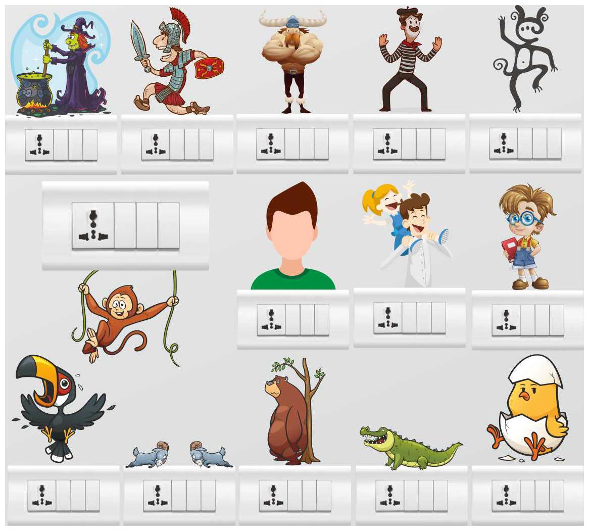 

Decal O Decal Kids animals and Magic Lady Combo Switch Board Decals