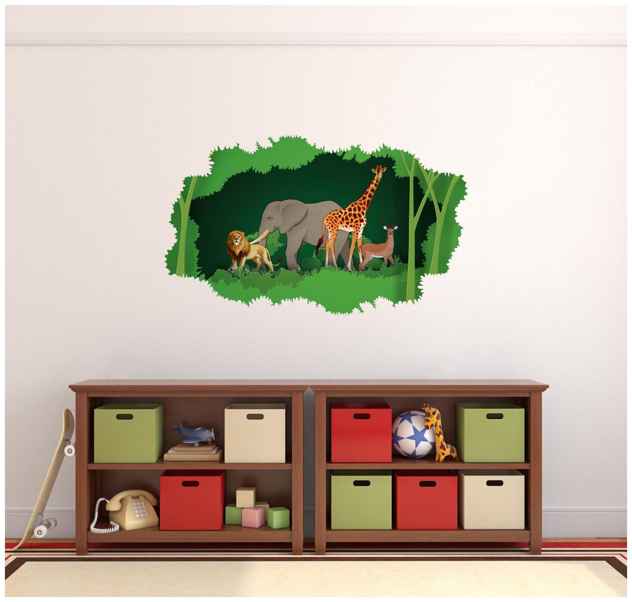 

Decal O Decal Wild Animals Elephant Lion Giraffie Deer Wall Stickers