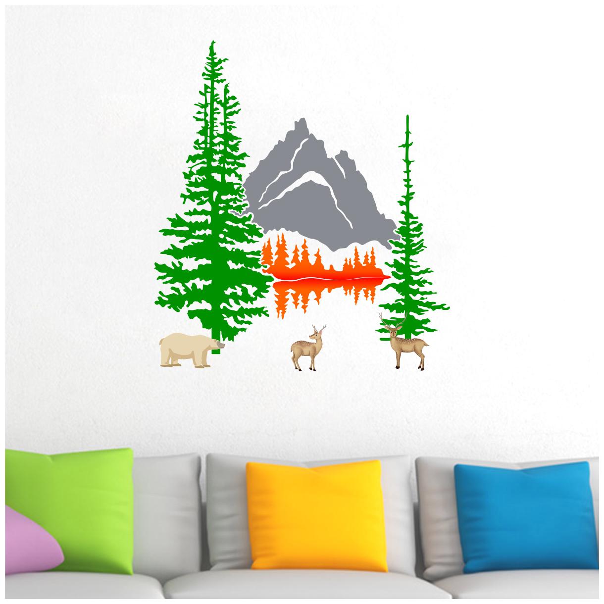 

Decal O Decal Polar Bear And Deer Under Mountain Wall Stickers