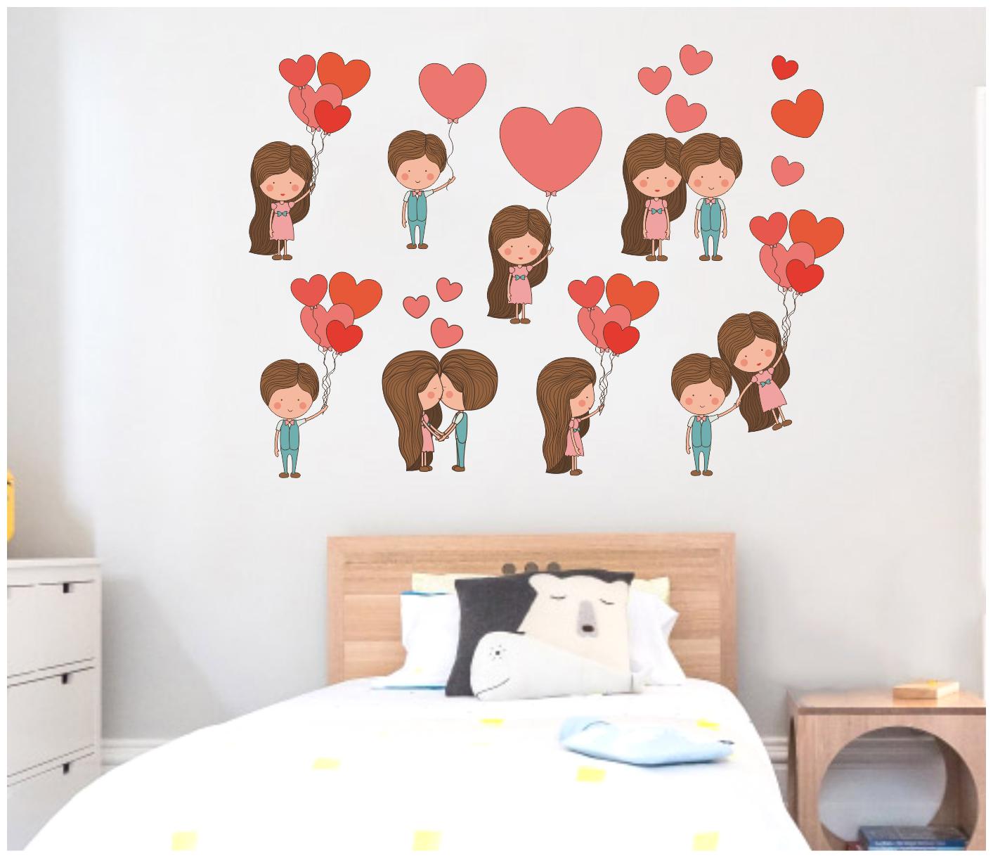 

Decal O Decal Love Couples With Heartin Balloons Wall Stickers (Vinyl Multicolour)