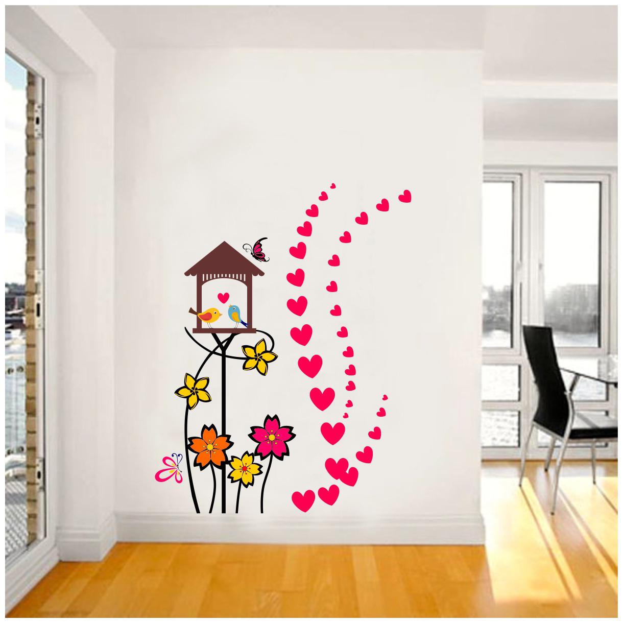 

Decal o Decal Love Birds With Hearts And Flowers Wall Stickers