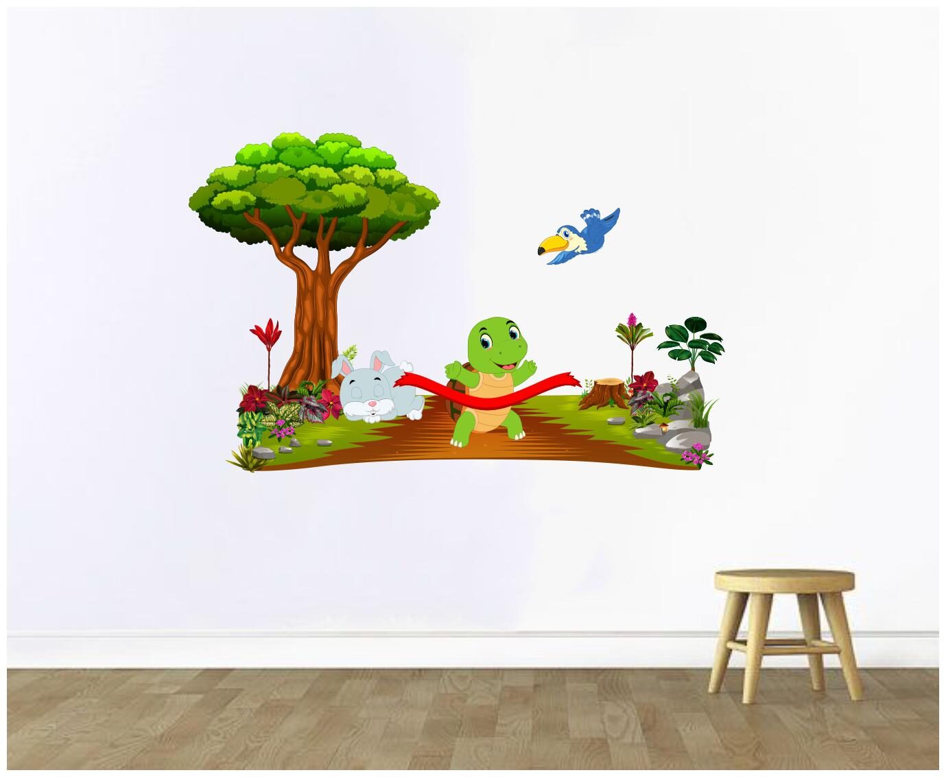 

Decal O Decal The Hare(Rabbit) And The Tortoise Story Wall Stickers