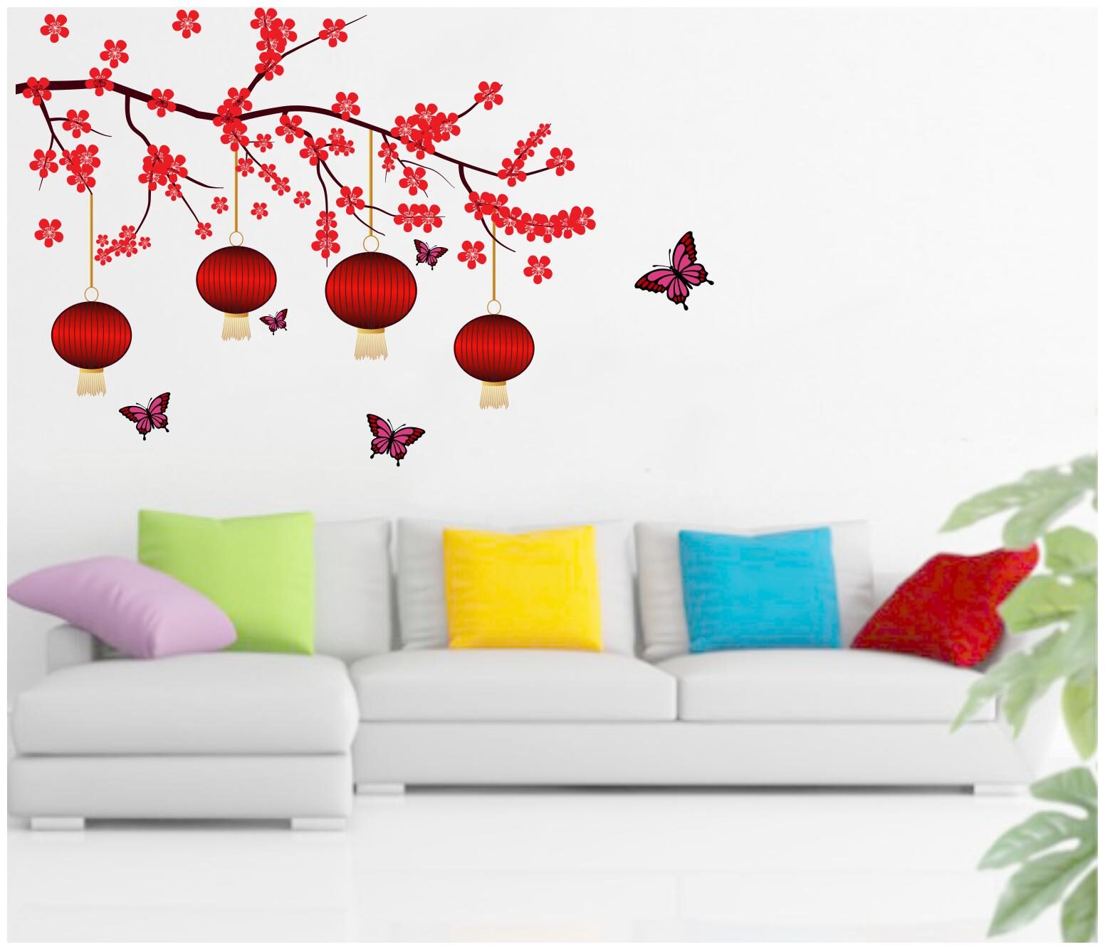 

Decal O Decal Chinese Lamps With Butterflies In Floral Wall Stickers
