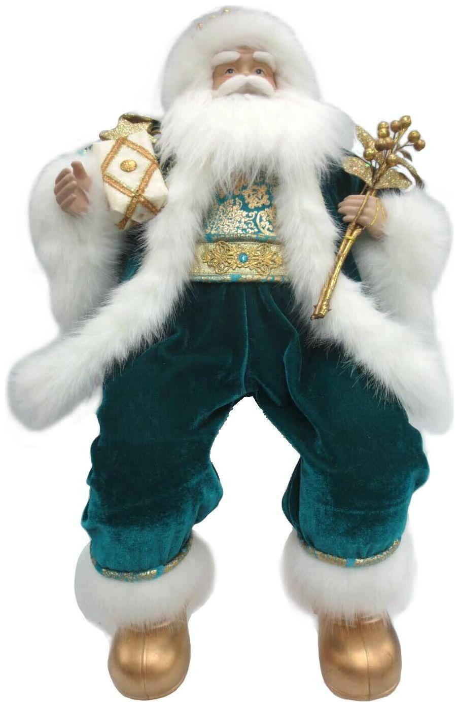 

December Diamonds 22 Teal Sitting Santa Majestic Christmas Teal Gold