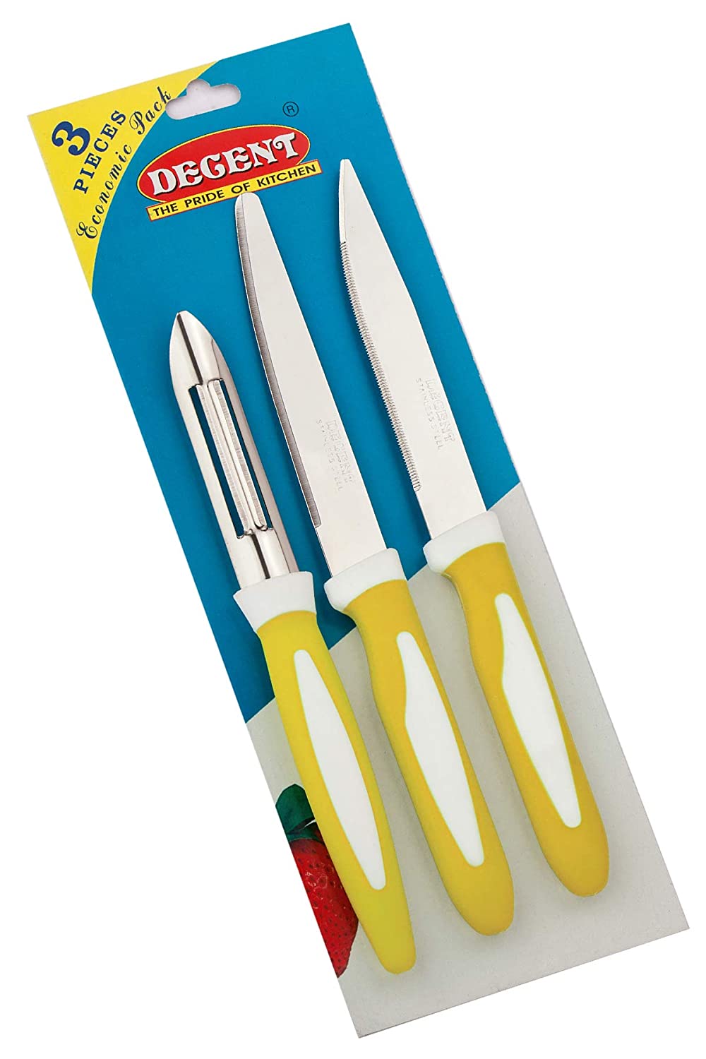 

Decent 3 pcs Economic Knife Set Color -Yellow