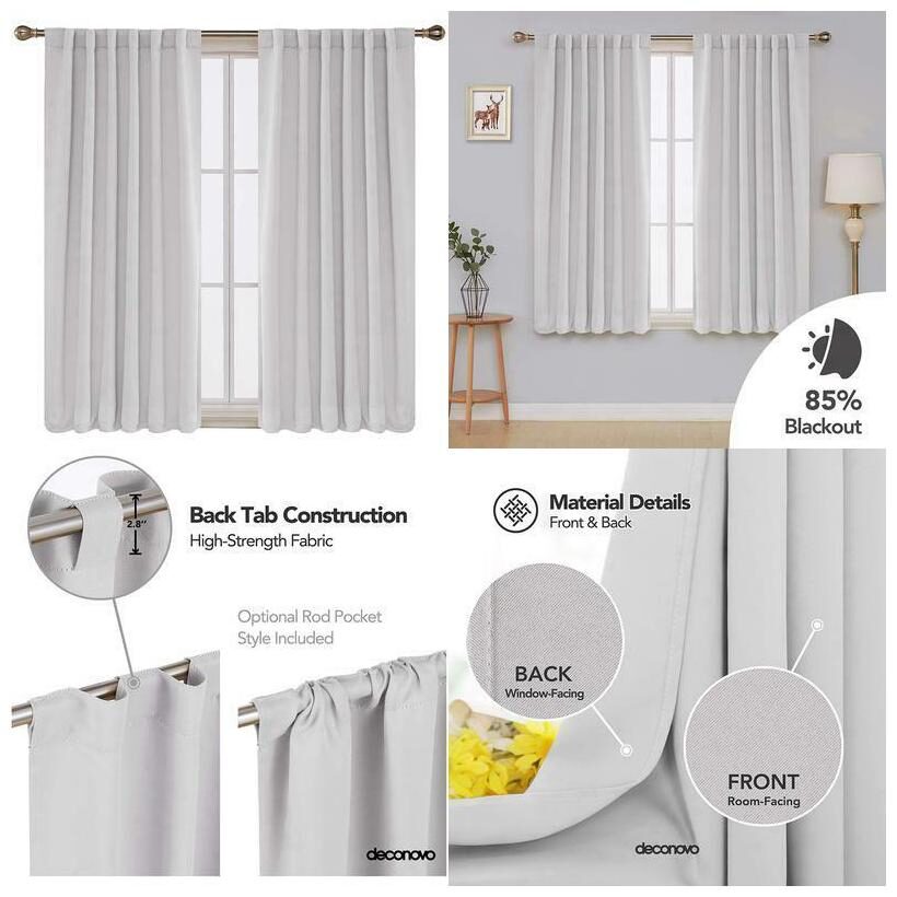 

Deconovo Back Tab And Rod Pocket Curtains Blackout Curtains Thermal Insulated Ro