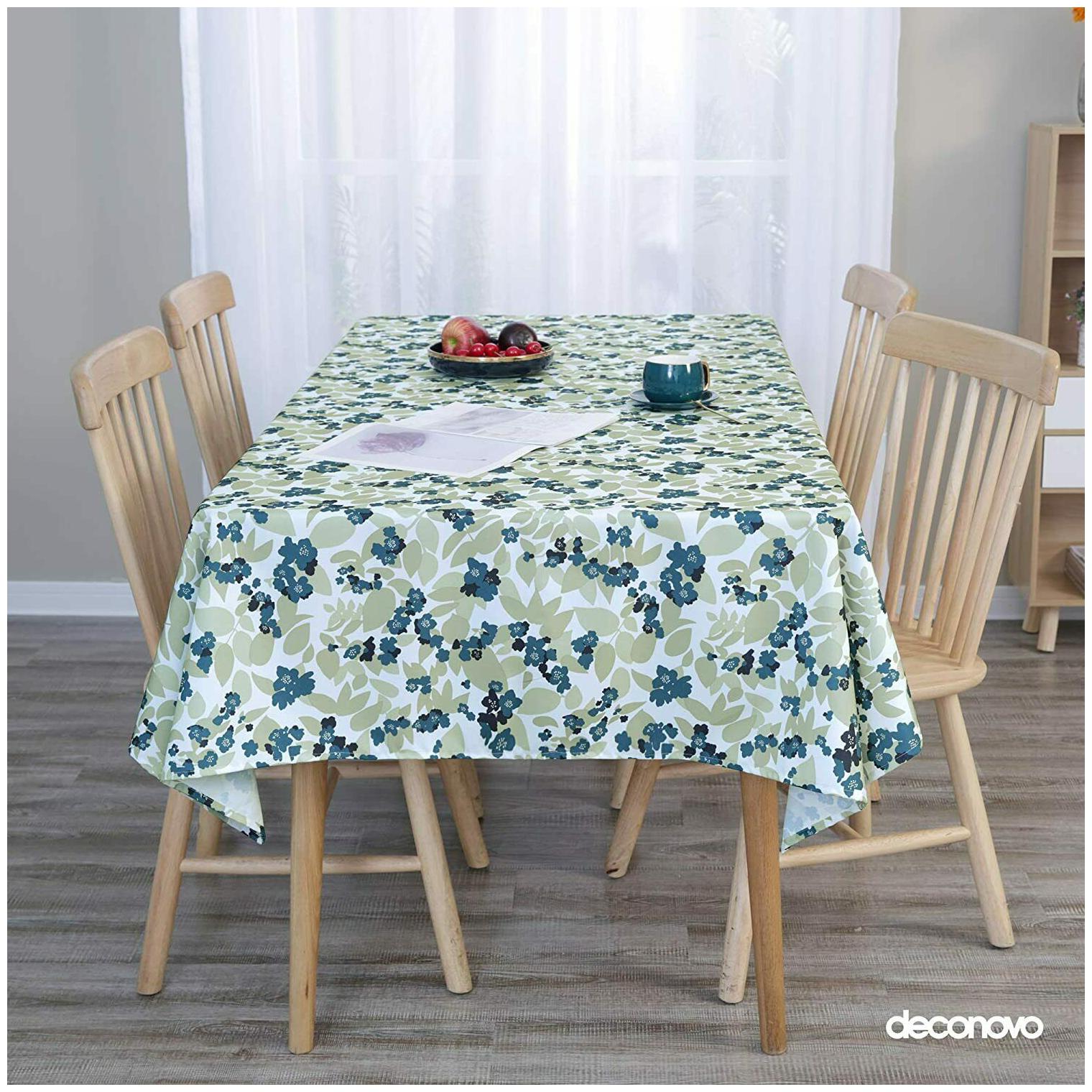 

Deconovo Designer Series Water Resistant White Back Rectangle Tablecloth with Da