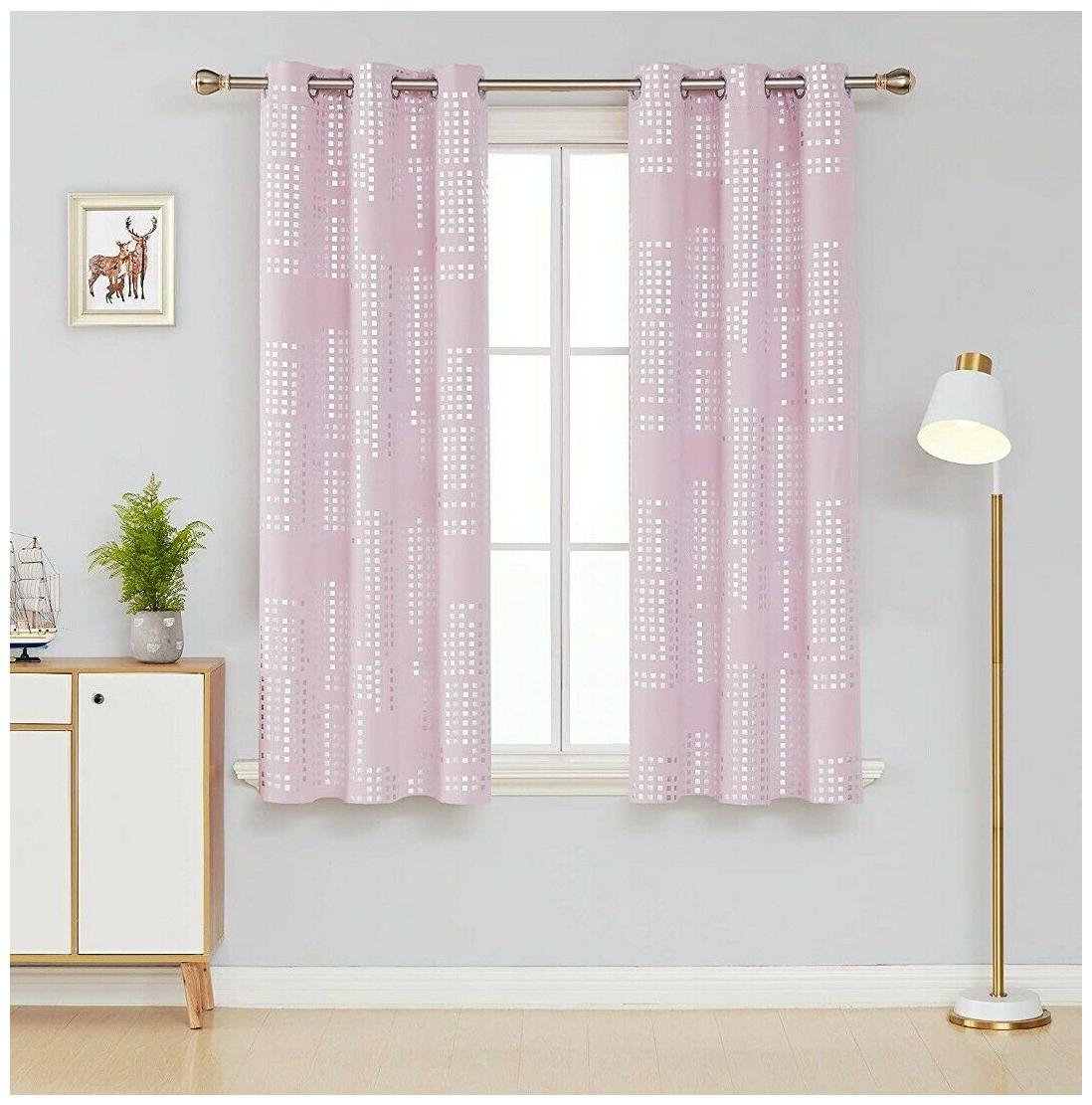 

Deconovo light pink Foil Print Thermal Insulated Window Blockout curtain 2pc