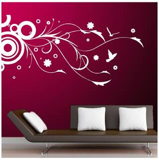 Buy Decor Villa Bird And Flower Wall Decal Sticker White Color Extra Large Size 116 58 Cm Online At Low Prices In India Paytmmall Com