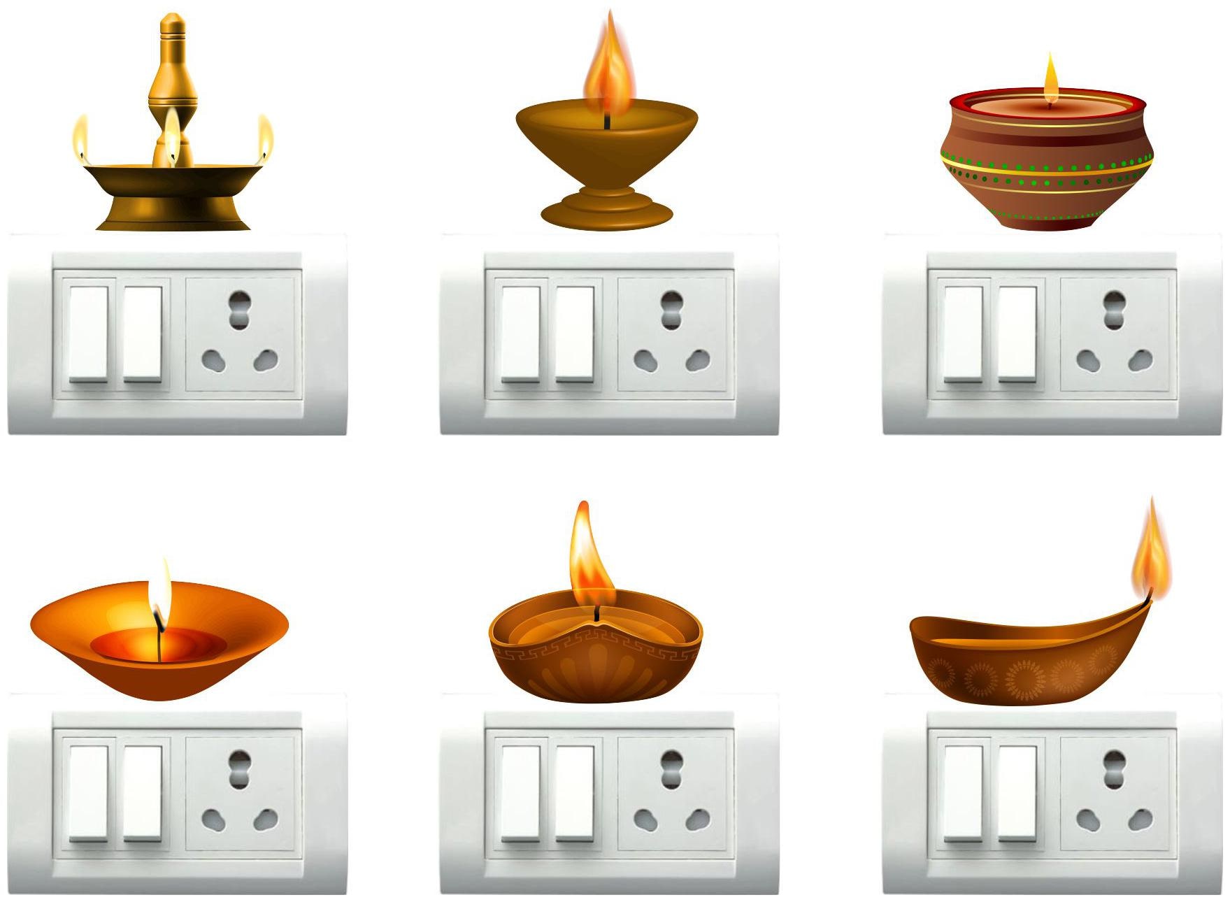

Decor Villa Attractive Deepak Switch Board Sticker (SIZE -25 CM X 25 CM PVC Vinyl) Pack of 6