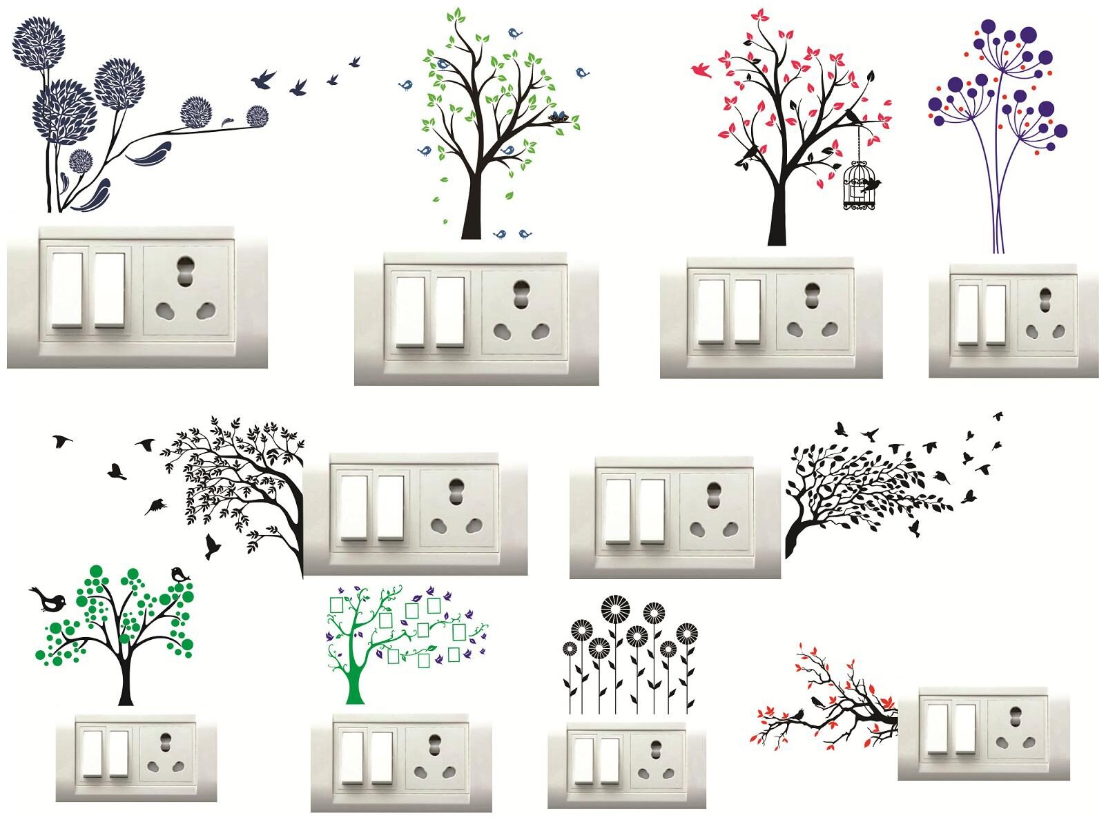 

Decor Villa tree Wall Sticker Switch Board Sticker ( Set OF 10 )