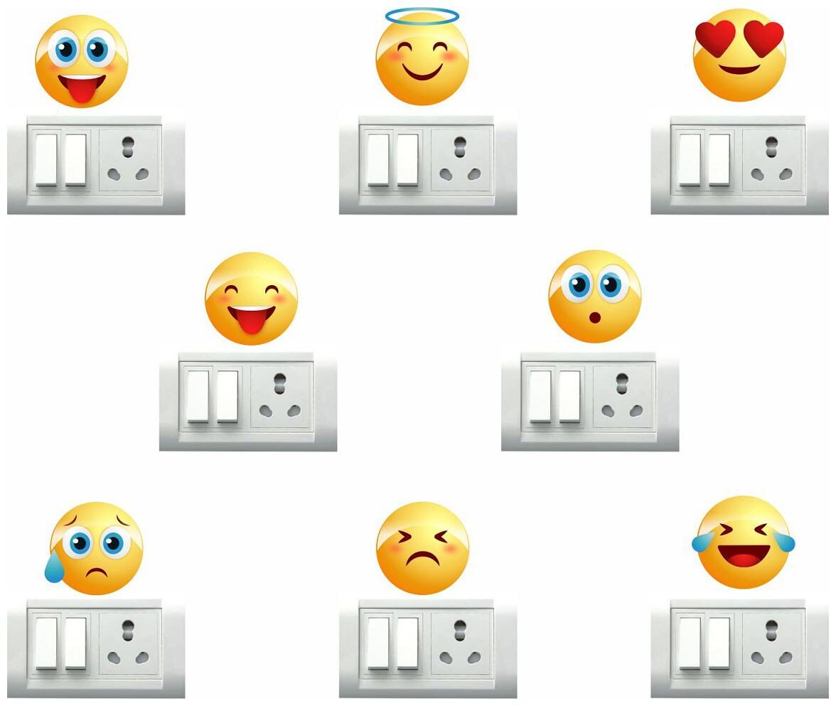 

Decor Villa Smileys Wall Sticker Switch Board Sticker ( Set OF 8 )