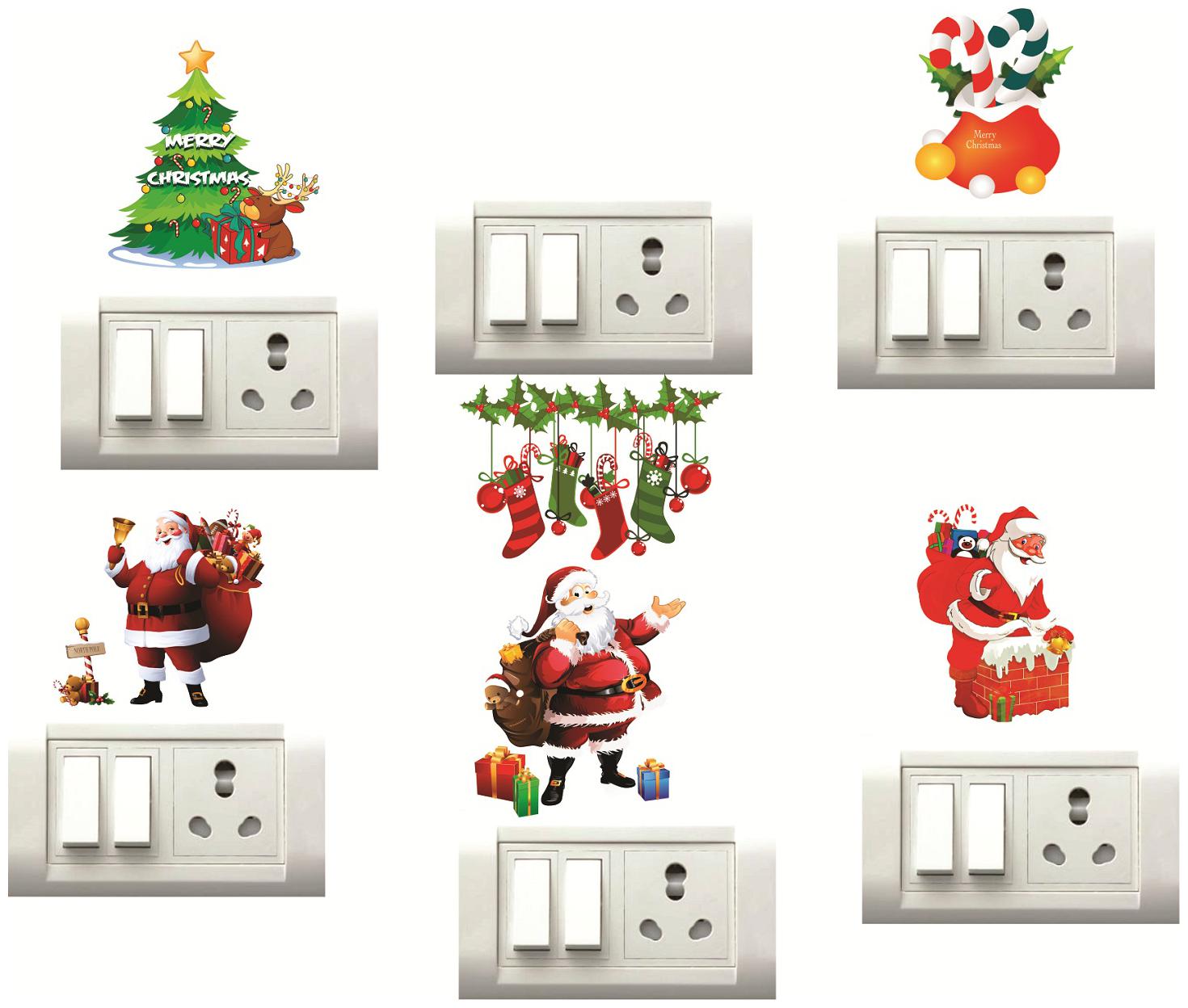 

Decor Villa cristmas Wall Sticker Switch Board Sticker ( Set OF 6 )