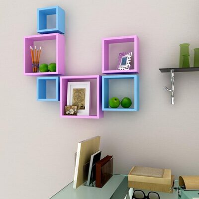 

DecorNation Wall Shelf Set Of 6 Nesting Square Rack Wall Shelves