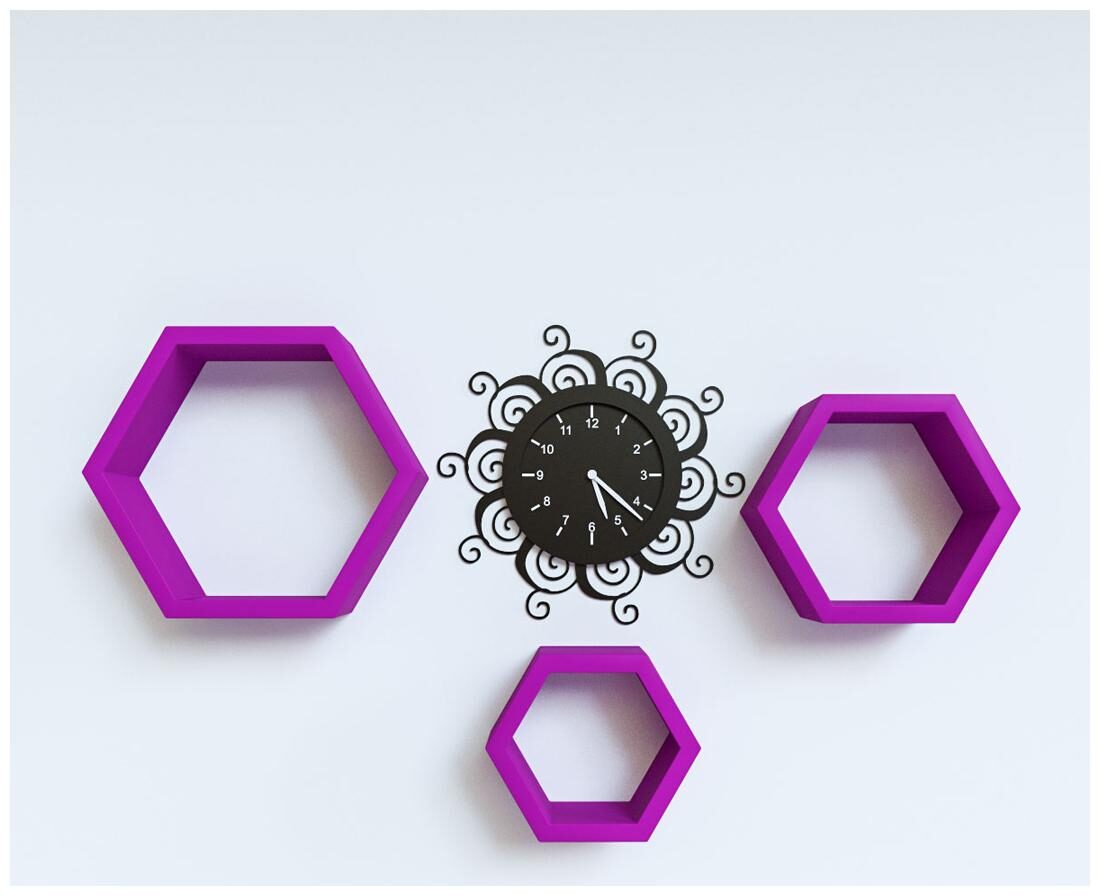 

DecorNation Hexagon Shape Storage Wall Shelves-(Set Of 3 pcs)