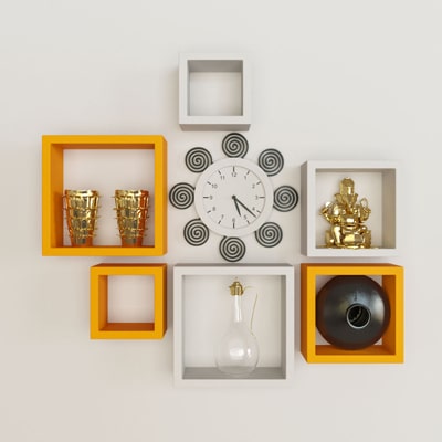

DecorNation Floating Set Of 6 Nesting Square Wall Shelves Rack