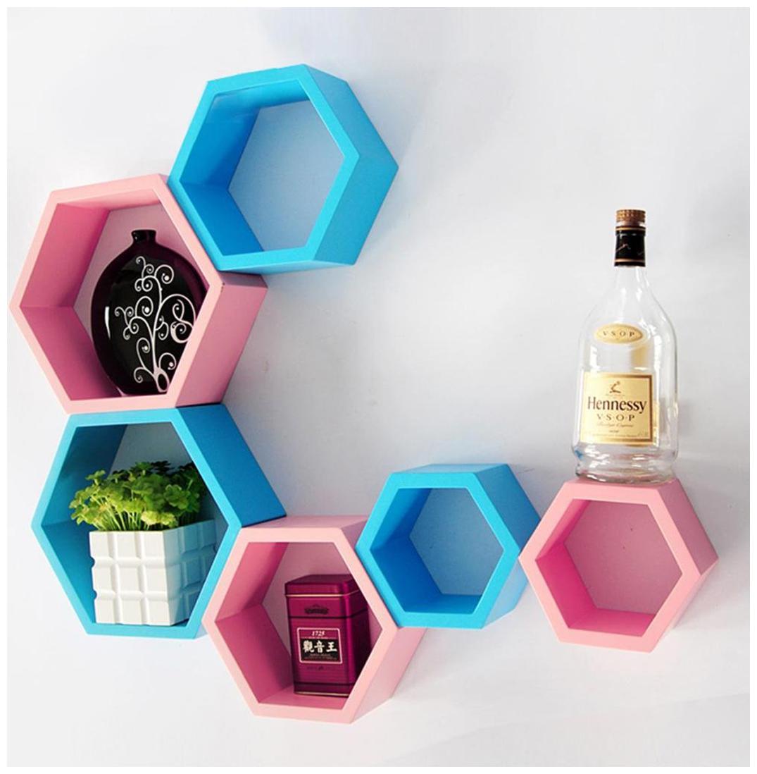 

DecorNation Set Of 6 Hexagon Shape Storage Wall Shelves