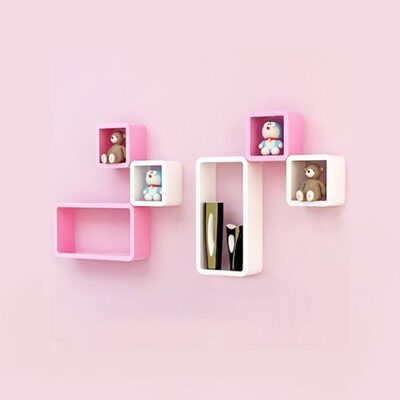 

Decornation White And Pink Cube Rectangle Mdf Shelf