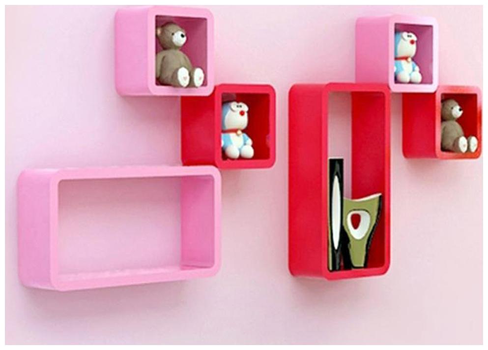 

Decornation Red And Pink Cube Rectangle Mdf Shelf