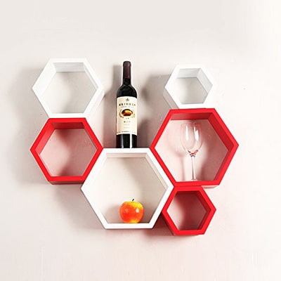 

DecorNation Set Of 6 Hexagon Shape Storage Wall Shelves