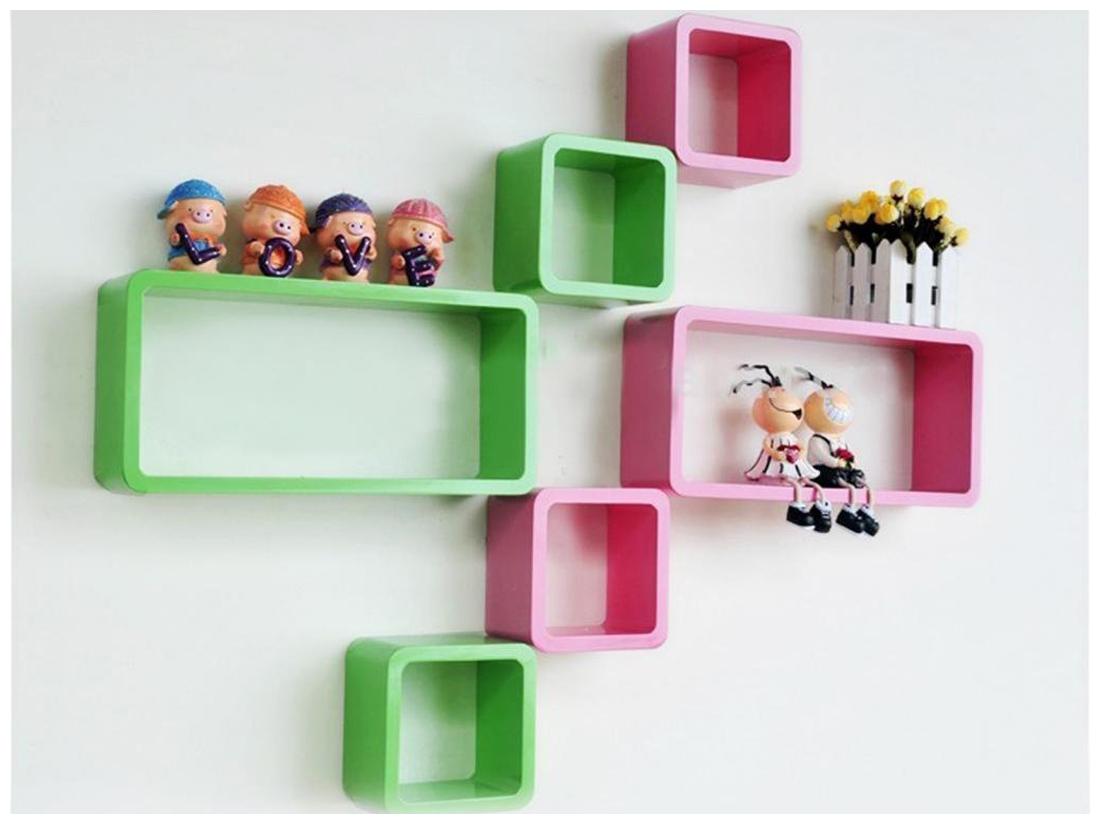 

Decornation Green And Pink Cube Rectangle Mdf Shelf
