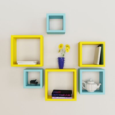 

DecorNation Set Of 6 Nesting Square Designer Floating Wall Shelves