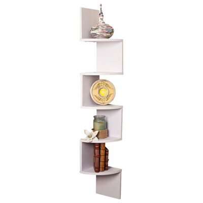

Decornation Wall Mount White Corner Shelf Zig Zag Shape
