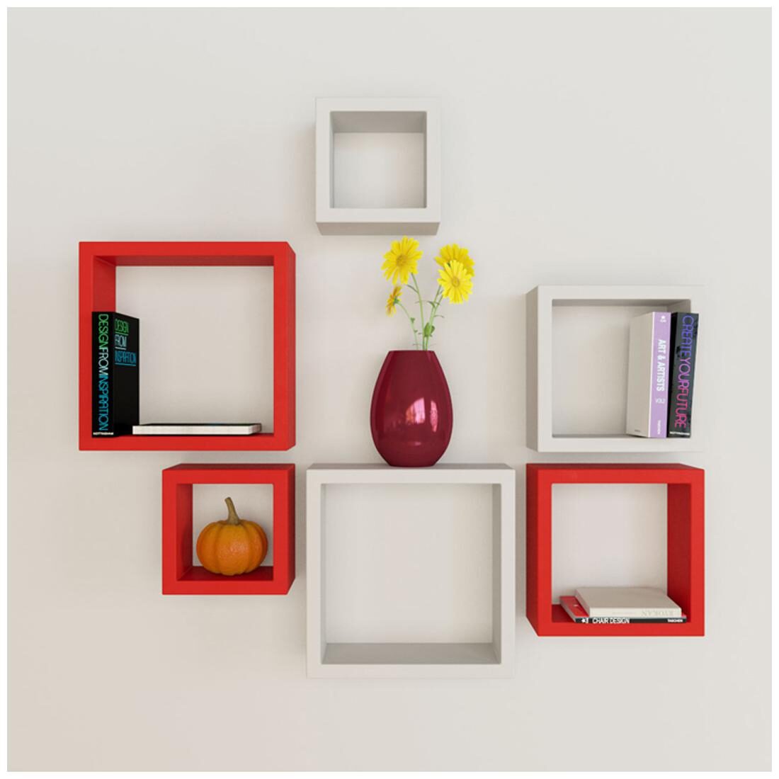 

DecorNation Set Of 6 Nesting Square Wall Shelves Rack