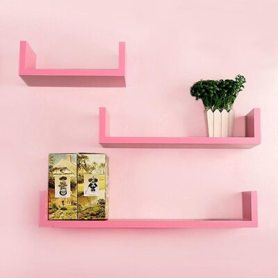 

Decornation Set Of 3 U Shape Pink Wall Shelves